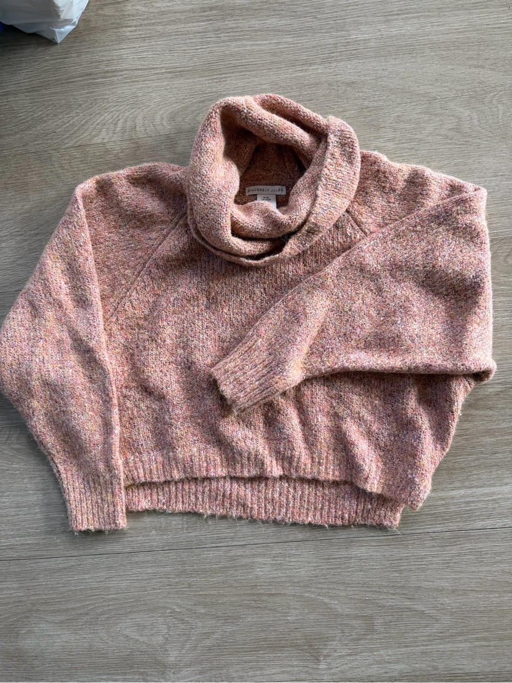 Sincerly Jules Peach Multi-Speckle Cowl Neck Sweater